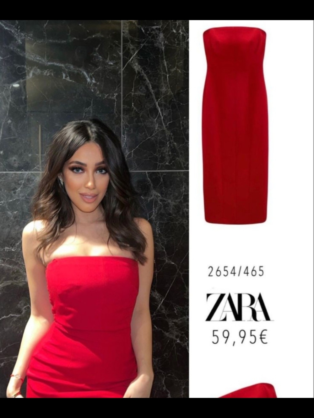 Zara Strapless Red Midi Dress